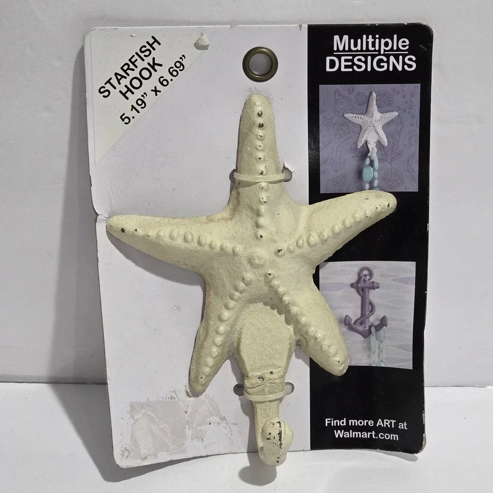 Coastal Nautical  Starfish Wall Hook Cast Iron Heavy Home Decor New